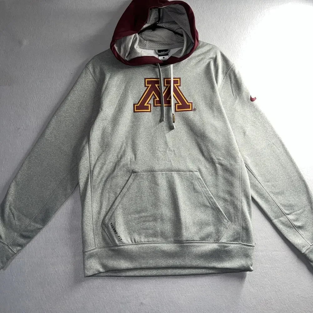 Nike Minnesota Gophers Therma Fit Long‎ Sleeve Gray/Maroon Hoodie Small